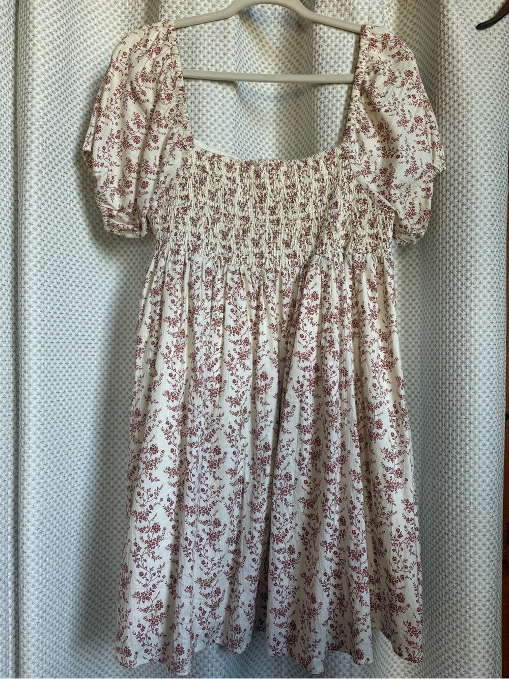 Noralee Ivory Floral Puff-Sleeve Babydoll Dress - Picture 2 of 4